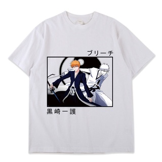 เสื้อยืดแขนสั้น พิมพ์ลายการ์ตูนอนิเมะ Ichigo Kurosaki แฟชั่นฤดูร้อน สไตล์ญี่ปุ่น สําหรับผู้ชาย และผู้หญิงS-5XL