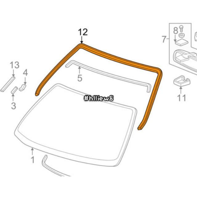 [ hlliew8 ] Honda Civic 1996 ~ 1999 EJ EK EJ6 EK3 EK4 S03 S04 S21 ยางกระจกหน้า Moulding