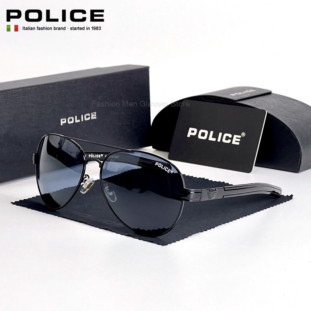 POLICE Luxury Brand 9111 Polarized Sunglasses Men Retro Glasses
