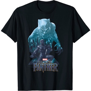 เสื้อยืด พิมพ์ลายภาพยนตร์ Marvel Black Panther Wakanda City Silhouette สําหรับผู้ชาย