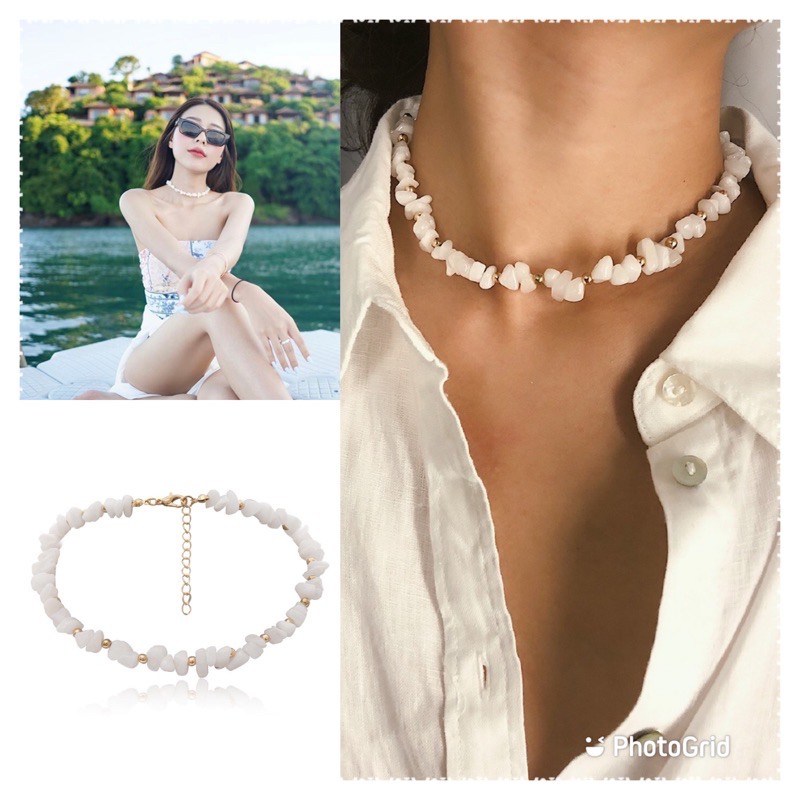 สร้อยคอหินขาวแฟชั่นสวยงามมากน้ำหนักเบา