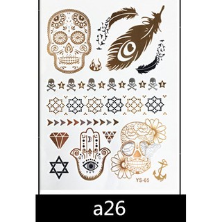 สติ๊กเกอร์ ลายสักโบฮีเมียนสีทอง Gold color Bohemian style Temporary tattoo Tattoo stickers