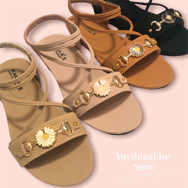 พร้อมส่ง รองเท้ารัดส้นสวมดอกเดซี่