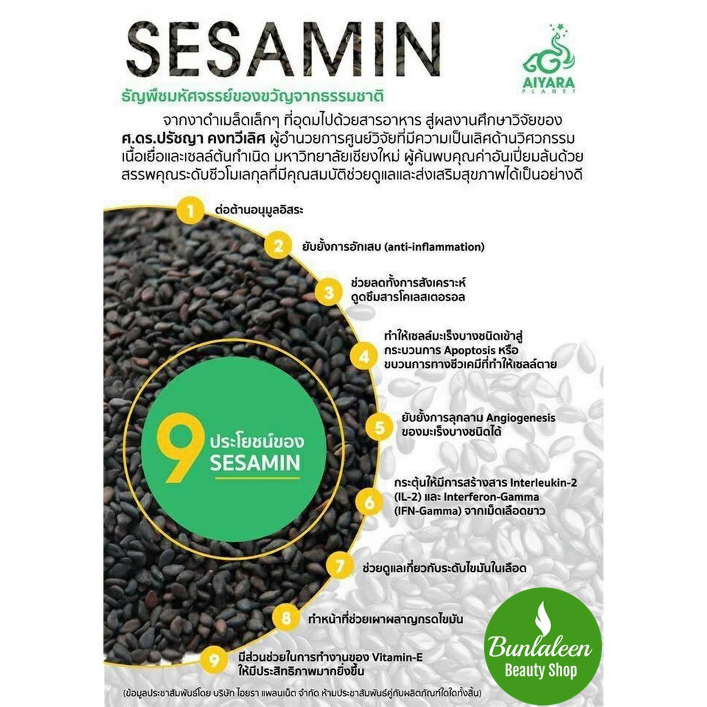 (6กล่องx60แคปซูล)(กรีดโค้ด) Aiyara Aimmura X ไอยรา เอมมูร่า-เอ็กซ์ สารเซซามินสกัดจากงาดำ - รูปที่ 4