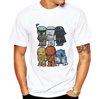 เสื้อยืดวินเทจเสื้อยืด พิมพ์ลาย Stubby Boba Vader C3PO Chewy R2D2 น่ารักมาก สําหรับผู้ชายS-5XL