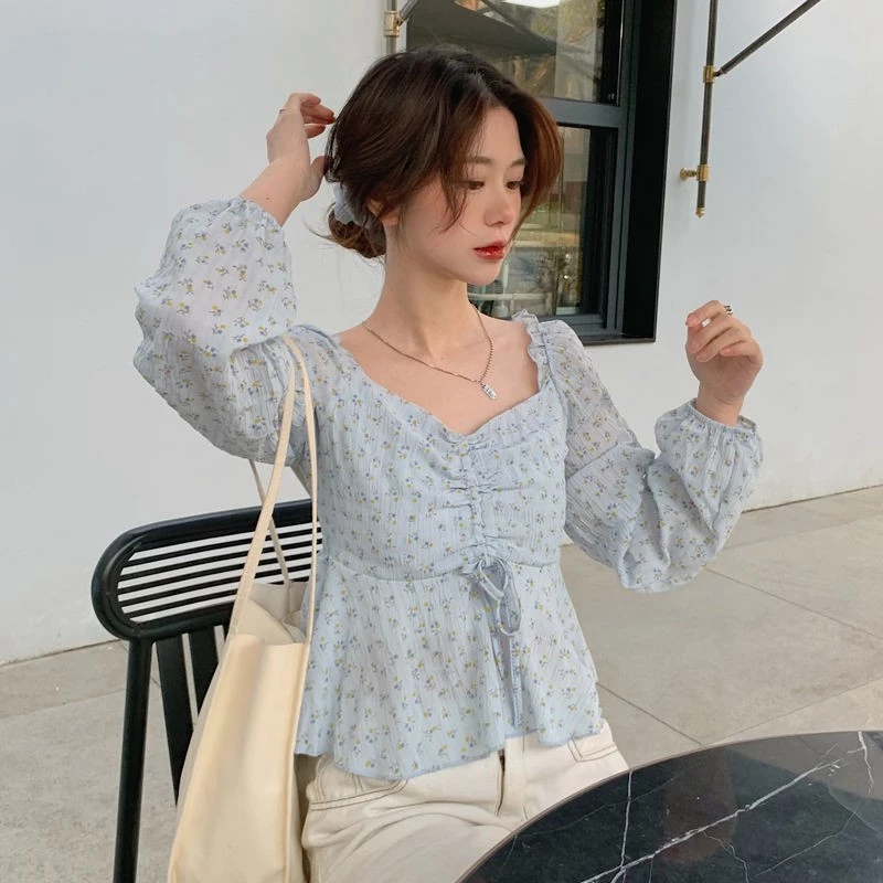 เสื้อชีฟองแขนยาวลายดอกไม้ สไตล์เกาหลี 2021 thumbnail 9