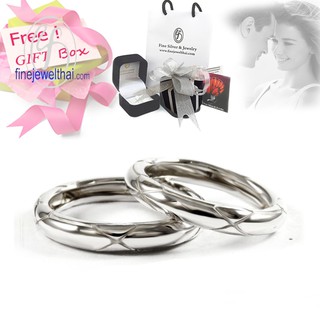 Finejewelthai แหวนคู่-แหวนทองคำขาว-แหวนหมั้น-แหวนแต่งงาน-Couple-silver-wedding-ring - Gift_set96