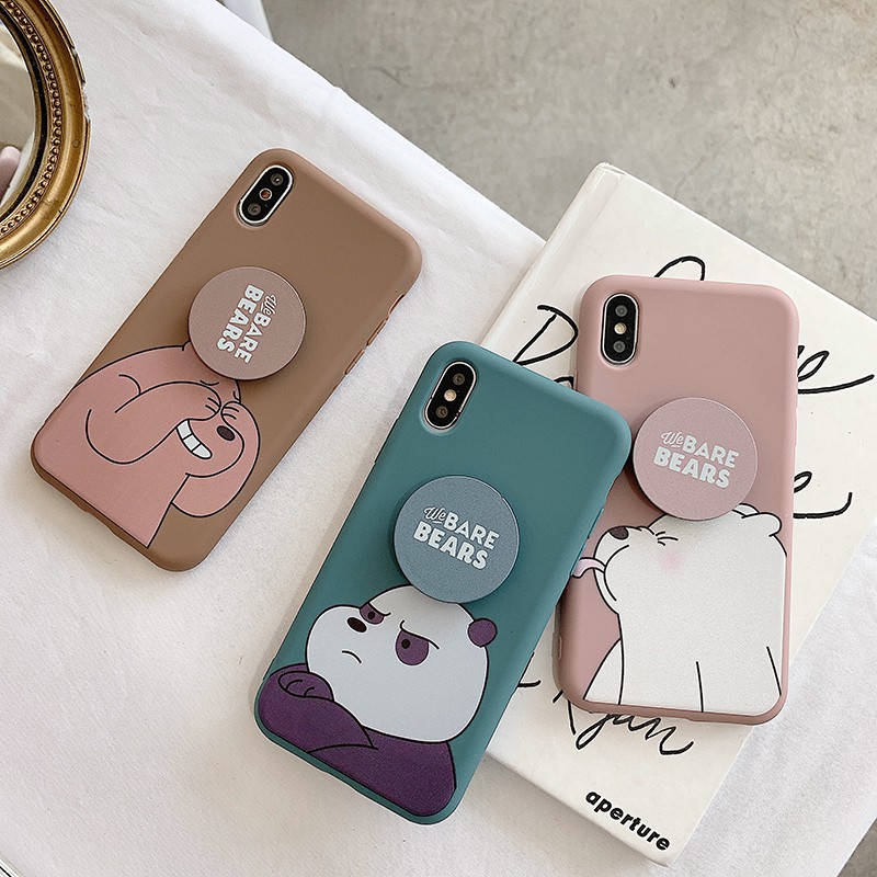 เคส VIVO Y15S Y12S Y12A Y21 Y21S Y21T Y33S Y33T Y20 Y20S Y12 Y11 Y15 Y17 Y50 Y30 Y1S Y91C Y91 Y91i Y93 Y95 V19 V17 2020 2021 Cartoon Cute Bear TPU Soft Case Cover+Holder