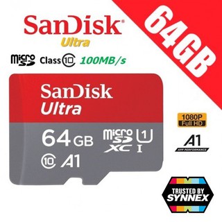 SanDisk Ultra microSDHC Class10 100MB/s - 64GB (SDSQUAR_064G_GN6MA) ( เมมโมรี่การ์ด , ssd )