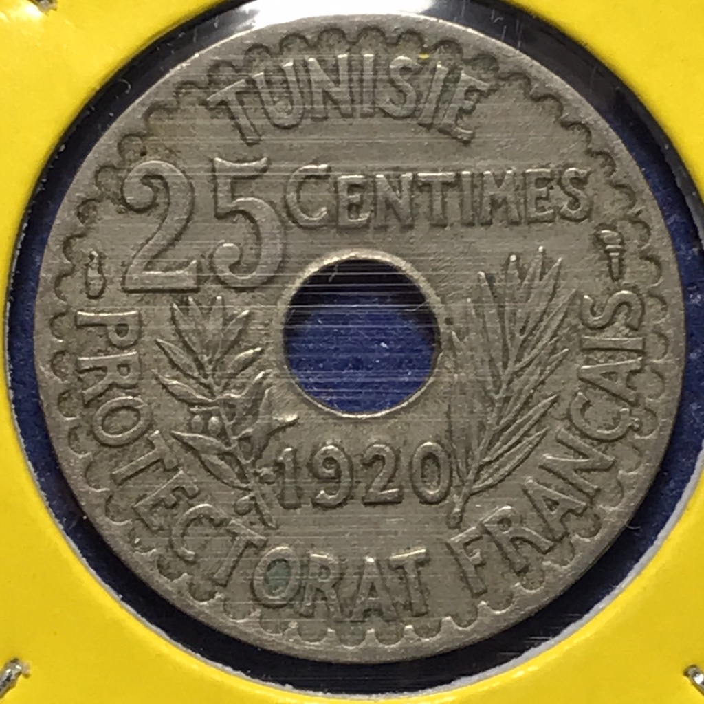 No.60706 ปี1920 ตูนิเซีย 25 CENTIMES เหรียญสะสม เหรียญต่างประเทศ เหรียญเก่า หายาก ราคาถูก