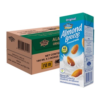 บลูไดมอนด์อัลมอนด์บรีซนมอัลมอนด์รสออริจินอล 180มลx24กล่อง Blue Diamond Almond Breeze Almond Milk Original 180mlx24Boxes