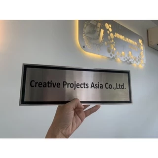 ป้ายสแตนเลส กัดกรด ชื่อ บริษัท ร้านค้า บ้านเลขที่ ขนาด 40x15 cm
