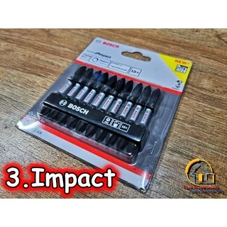 Bosch ดอกไขควง 65มิล 110มิล สองปลาย [ยกแพ็ค10ดอก] Universal เงิน Gold ทอง Impact ดำ แม่เหล็ก