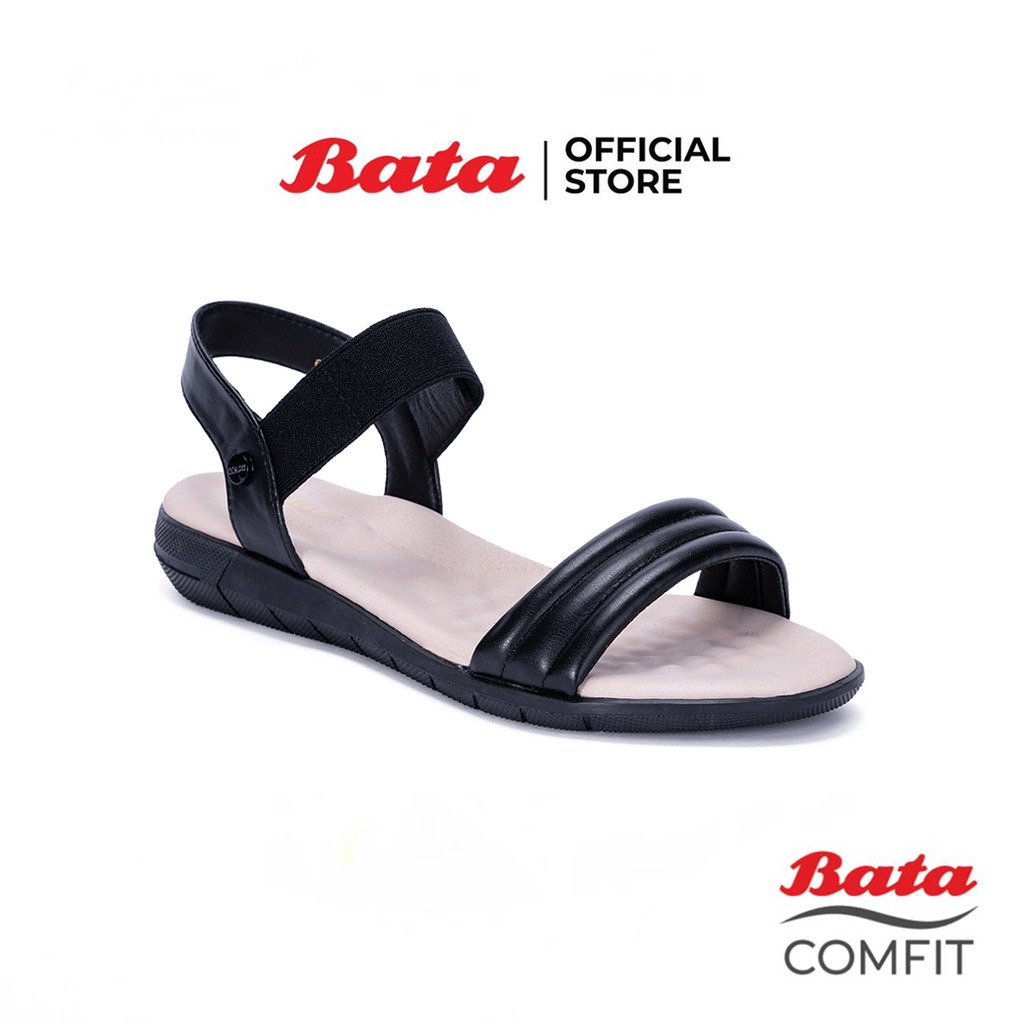 Bata Comfit บาจา คอมฟิต รองเท้าแตะรัดส้น ใส่ลำลองแบบสวมใส่ง่าย น้ำหนักเบา ใส่สบาย สูง 1 นิ้ว สำหรับผู้หญิง รุ่น Chalee สีดำ 6616322