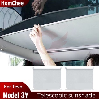 Tesla อุปกรณ์เสริมHomChee Retractable Sunshade For Tesla Model 3/Y Sunshade Roof Window ulation UV Rays rotection Telesc