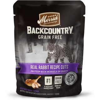 อาหารเปียกแมวเกรด 5 ดาว Merrick Backcountry Grain-Free Morsels in Gravy Real Rabbit Recipe Cuts Cat Food Pouches 3oz