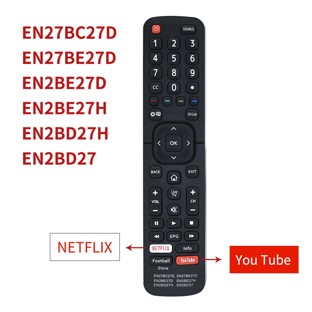 ใหม่ hisense Dévant สมาร์ททีวี hisense 6 in 1 เปลี่ยนทํางาน EN2BC27D รีโมทคอนโทรลสําหรับ Dévant LCD 