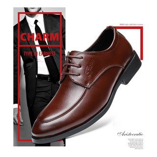 ☞รองเท้าอย่างเป็นทางการ รองเท้าบูท Men Leather Shoes Lace-Up Mans footwear Patent Leather Oxford Shoes
