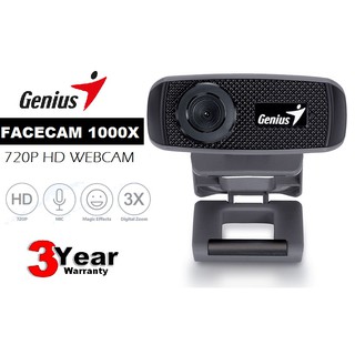 WEBCAM (กล้องเวปแคม) GENIUS รุ่น FACECAM 1000X 720P HD WEBCAM (3X DIGITAL ZOOM *มีไมโคโฟนในตัว*) - รับประกัน 3 ปี