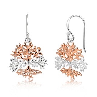 MachuSilver ต่างหูเงินแท้ 925 Sterling Silver ฉลุลายต้นไม้แห่งชีวิต (3สี) พร้อมถุงกำมะหยี่