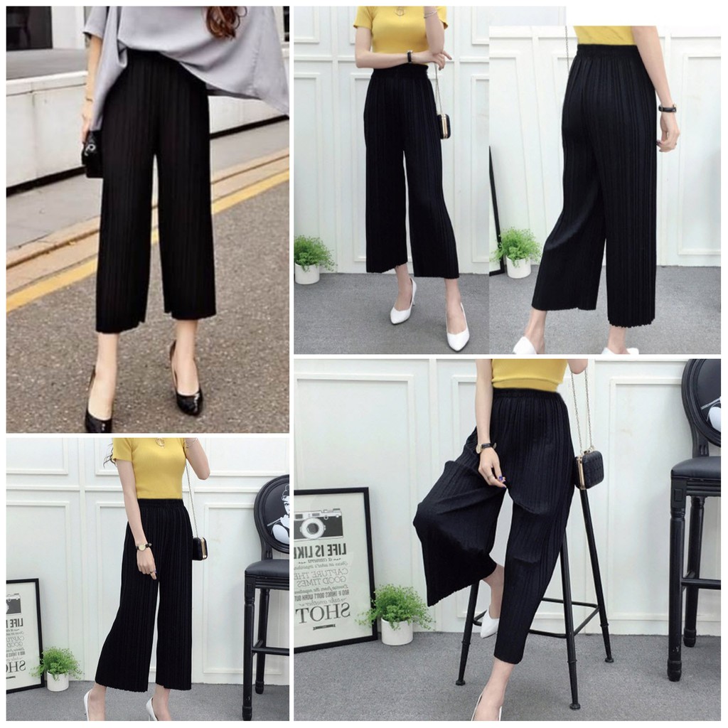 กางเกง 5 ส่วน กางเกงคนอ้วน กางเกงขาพลีท ใส่สบาย อัดกลีบ พริ้วทรงสวย - รูปที่ 5