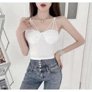 เสื้อสายเดี่ยว Sweet camisole แต่งสายเดียว 3 layer ลูกไม้ งานสวยมาก มีฟองน้ำ ซับใน เป็นเสื้อในได้ ใส่เที่ยวได้ อก 🦄