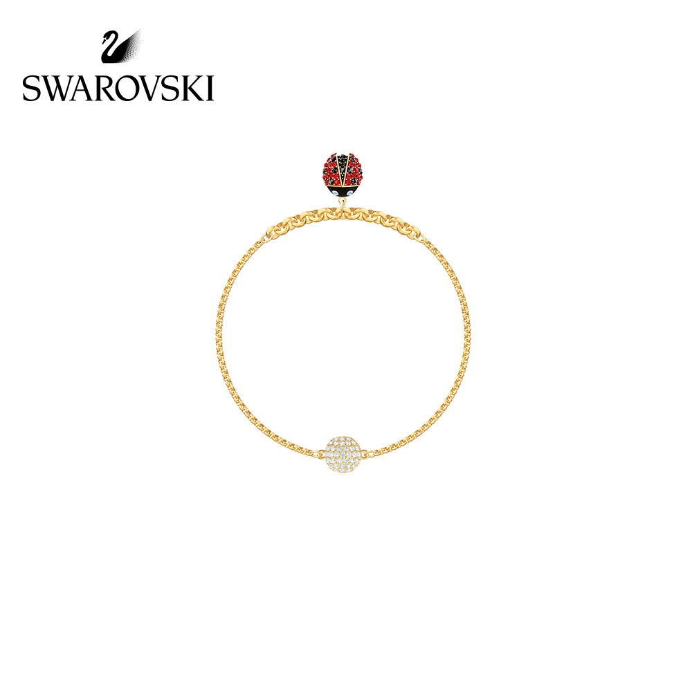 สร้อยคอ Swarovski Magic จี้คริสตัล แพลตตินั่ม/โรสโกลด์/ดำ 3.1x2.2 ซม.