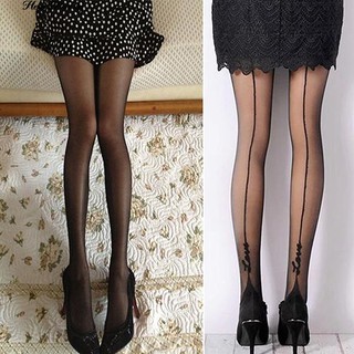 Hearsbeauty ผู้หญิง Tattoo Jacquard Leggings ถุงน่องถุงเท้ายาว Pantyhose