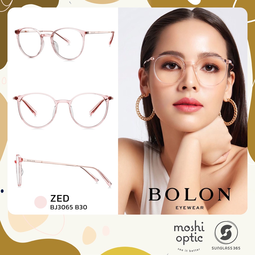 แว่นตา BOLON รุ่น ZED BJ3065 B30 Transparent Pink ของแท้ ประกันศูนย์ไทย กรอบแว่น BOLON Moshi Optic