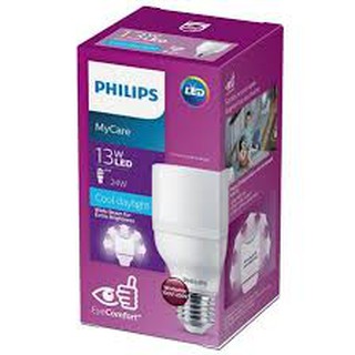 Philips หลอดไฟฟิลลิปส์ LED 13W E27 แสงขาว Daylight แสงออกทั่วทุกทิศทาง300องศา ความสว่างเต็มวัตต์ MyCare T70 Bright Bulb