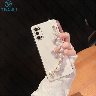 เคสโทรศัพท์มือถือ ซิลิโคนนิ่ม พร้อมสายคล้อง ประดับไข่มุก หรูหรา สําหรับ Samsung Galaxy Note 20 Ultra Note 20 10 Plus S10 Plus S20 Ultra