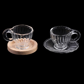 [cxSZDOLL]  1:12 Dollhouse Glass Cup Water Cup Coffee Cup Tea Cup with Saucer Tableware Toy  DOM