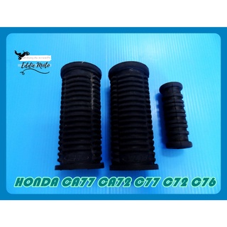 HONDA CA77 CA72 C77 C72 C76 FRONT FOOT REST PEG &amp; KICK STARTER RUBBER SET "BLACK"  // ยางพักเท้าหน้า ยางคันสตาร์ท สีดำ