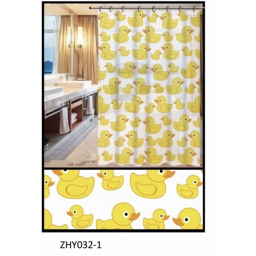 GlobalHouse Primo ผ้าม่านห้องน้ำ PEVA ลายเป็ด รุ่น DF021 ขนาด 180x180 ซม. สีเหลือง สินค้าของแท้คุณภาพดี