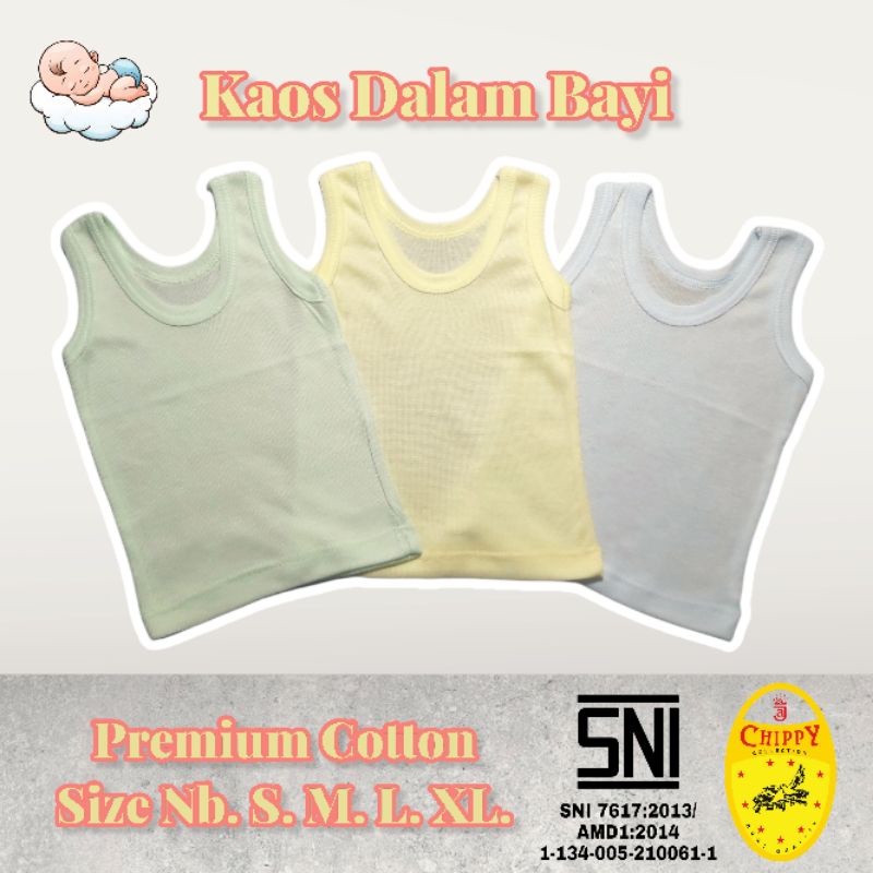 6 ชิ้น Chippy Baby เสื้อกล้ามสีธรรมดา SNI / เสื้อกล้ามเด็กสีธรรมดา SNI Chippy 121W