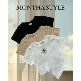 Montha style เสื้อครอปคอกรมชายV