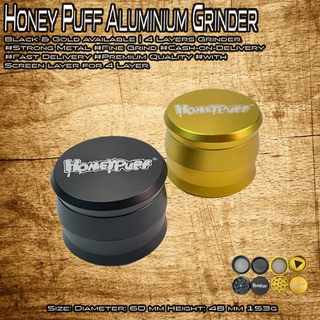 ที่บด ตัวบดดอก Honeypuff Smooth Edge Aluminum 4 Layers Grinder Diameter 60mm Height 48mm จัดส่งรวดเร็ว