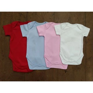 บอดี้สูทเด็กแรกเกิด บอดี้สูทสีพื้น สีขาวล้วน สำหรับแรกเกิด - 1 ปี