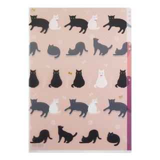 MIDORI 3 Pockets Clear Folder &lt;A4&gt; Cat (D35255006) / แฟ้ม 3 ช่อง ขนาด A4 ลายน้องแมว แบรนด์ MIDORI จากประเทศญี่ปุ่น