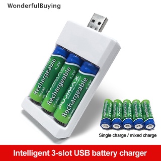 Wbth อะแดปเตอร์ปลั๊กชาร์จ USB AAA AA 3 ช่อง แบบชาร์จเร็ว