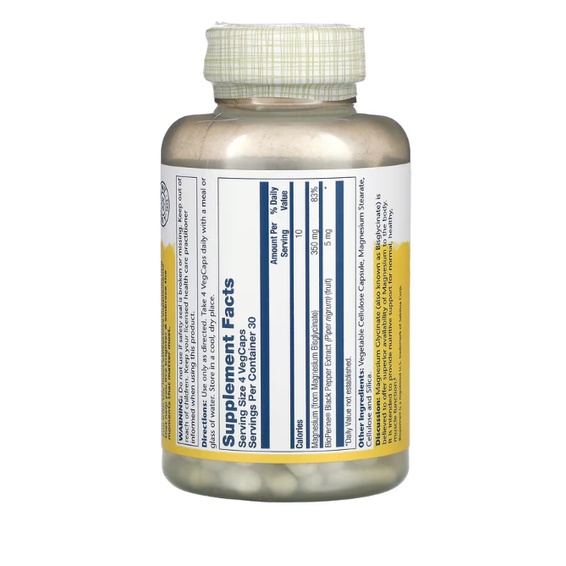 Solaray Magnesium Glycinate 3500mg 120 VegCaps แมกนีเซียมดูดซึมดี แคปซูลมังสวิรัติ - รูปที่ 2