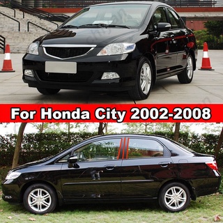 สติกเกอร์คาร์บอนไฟเบอร์ สีดําวาว สําหรับติดเสาประตู หน้าต่างรถยนต์ Honda City 2002-2019 4 6 ชิ้น