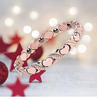 (Pre Order)WOOSA Bracelet,Germanium,Hematite,99.999%Magnetic Purity,Heart,Womens,Stainless Steel,Accessory,Pink Gold