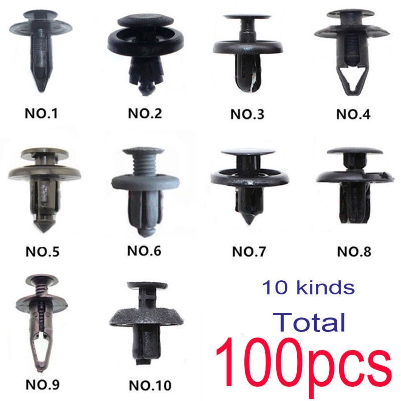 ชุดคลิปกันชนพลาสติก หมุดสกรู 100 ชิ้น