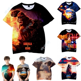 ภาพยนตร์ Godzilla vs. เสื้อยืดแขนสั้นลําลอง สไตล์ฮ่องกง สําหรับเด็กผู้ชาย และเด็กผู้หญิง