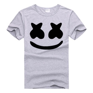 ตลก Marshmello ใบหน้าพิมพ์เสื้อทีออฟผู้ชายลำลองชายแขนสั้นเสื้อยืดผ้าฝ้ายฤดูร้อนเสื้อยืดสำหรับผู้ชายที่เดินทางมาพักผ่อน