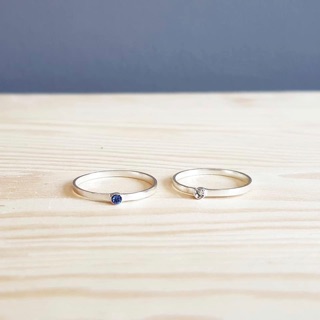 Minimalist925 แหวนพลอยวันเกิดแบบขอบสูงเงินแท้