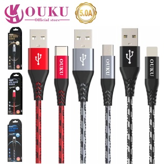 ใหม่!!! OUKU X9 สายชาร์จ 5.0A สำหรับ L/Micro USB/Type C สายแข็งแรงใช้ได้นาน