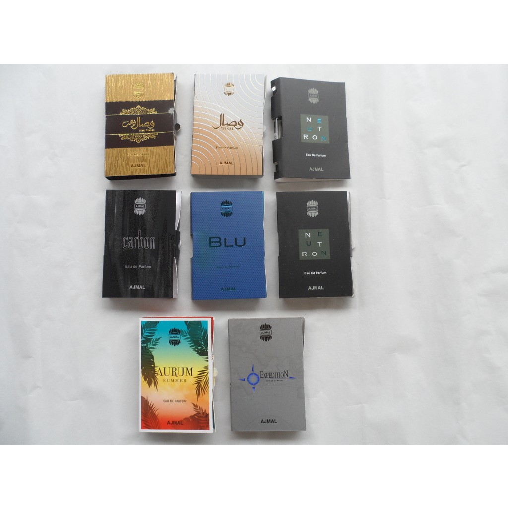 🕌🕌🕌🕌 Sample น้ำหอม Ajmal  แบบ Sample หลากกลิ่น  Neutron , Blu , Wisal , Shine ขวดแก้วหัวสเปรย์ ติดทน