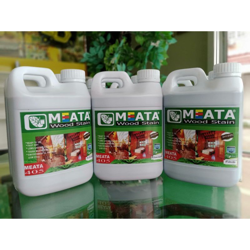 สีย้อมไม้ (สูตรน้ำ) (M405 )MEATA WOOD STAIN ชนิดกึ่งเงา (1 ลิตร)